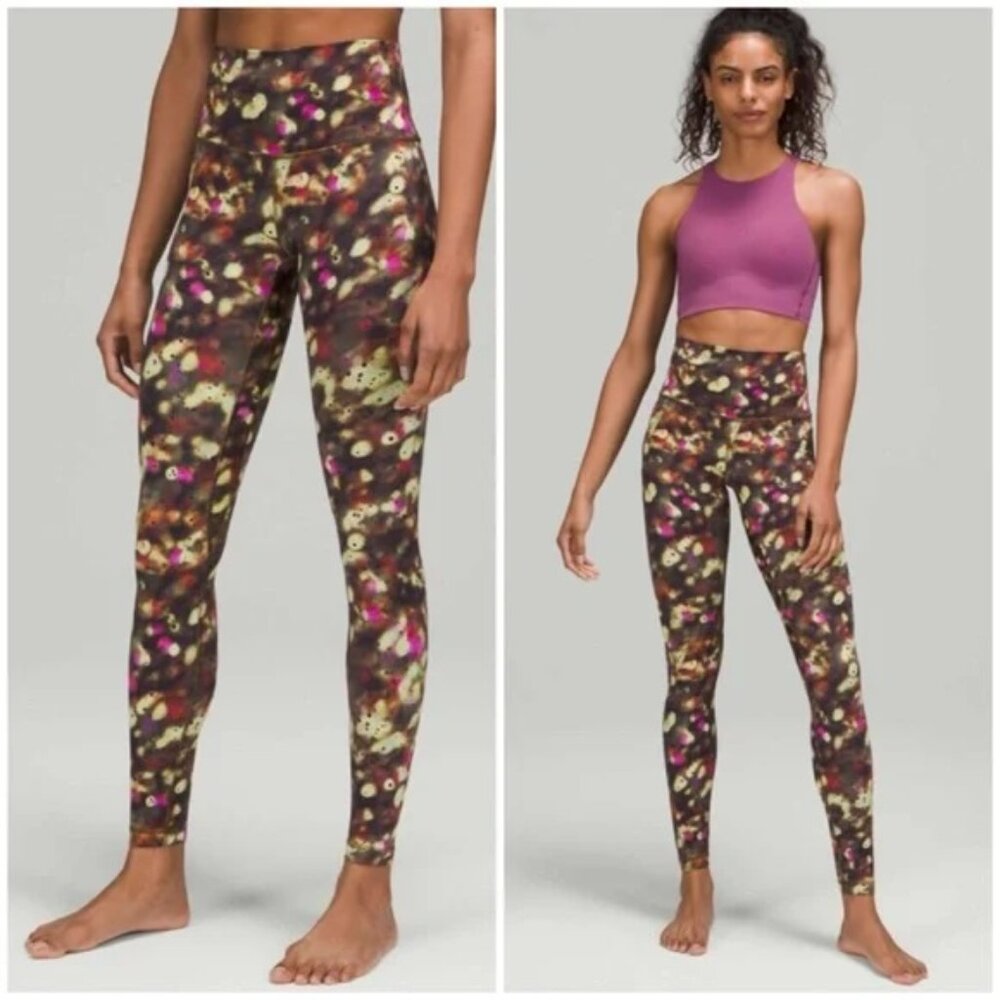 Lululemon Align High Rise Crop 23" Size 12 Soft Focus Splatter Green Multi